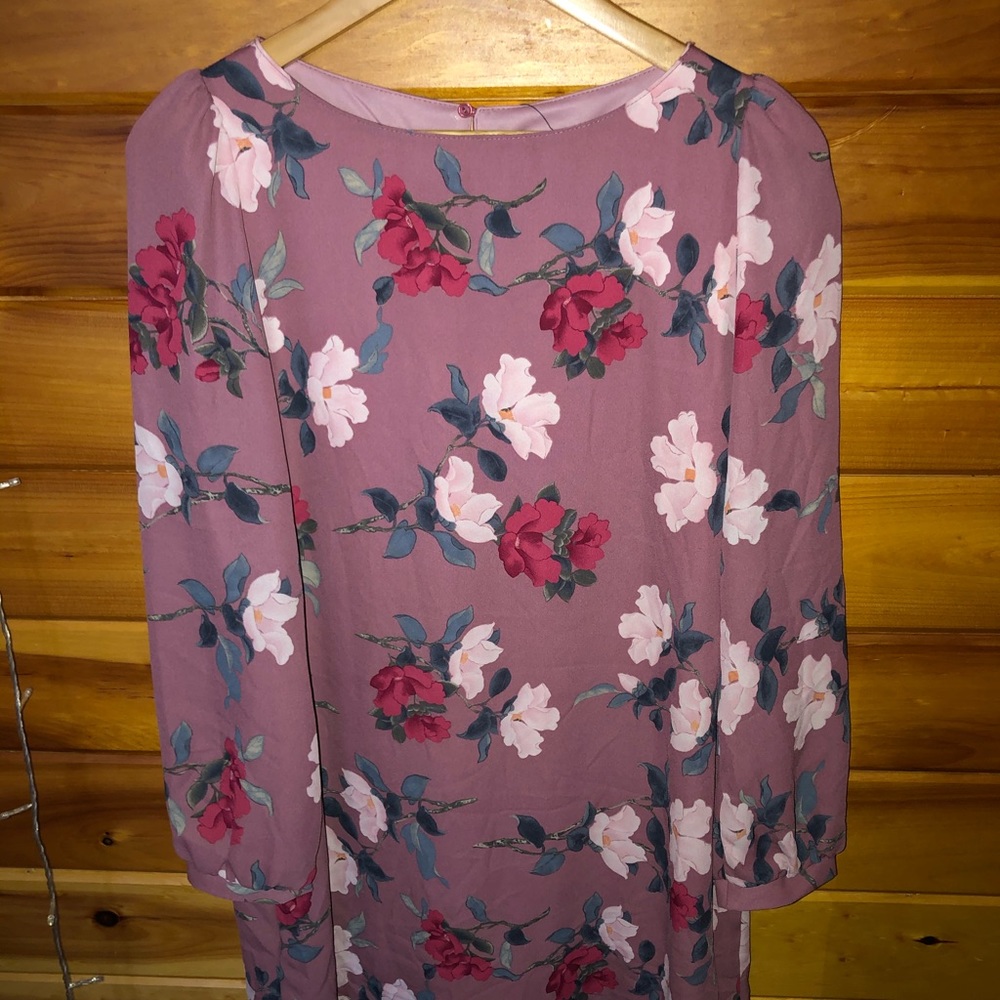 LuLu’s Straight Cut Mauve Floral Dress